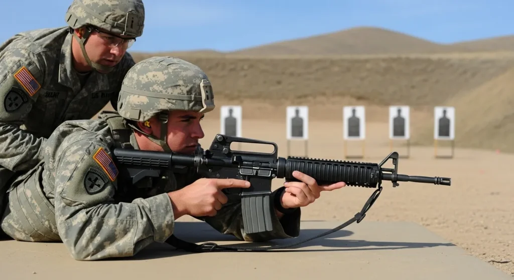 Close-up of shooter demonstrating proper trigger control