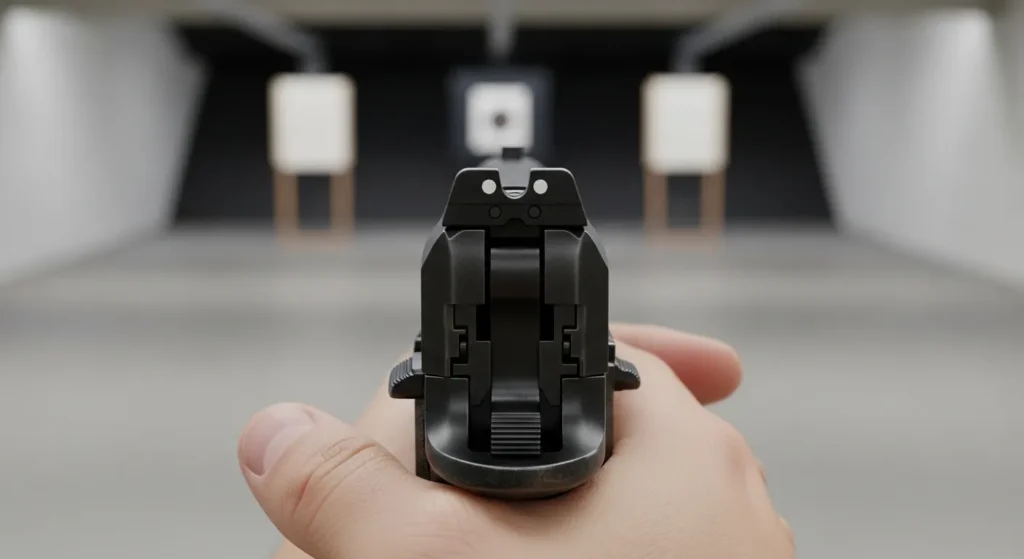 a-person-aiming-a-modern-pistol-using-iron-sights