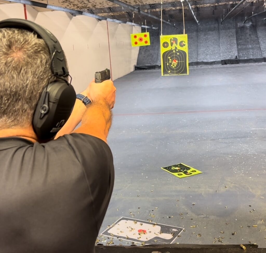 concealed weapons class student doing live fire drills